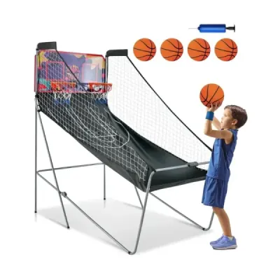 Skládací basketbalová arkáda se 2 koši Fialová
