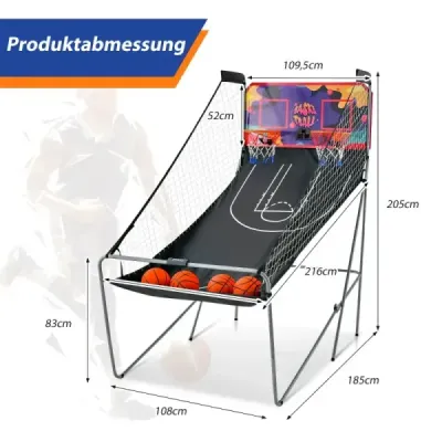 Skládací basketbalová arkáda se 2 koši Fialová