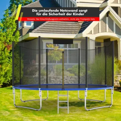 Bezpečnostní síť na trampolínu pro zahradní trampolíny Náhradní síť zvenku se zipem a přezkami Ø 366 cm