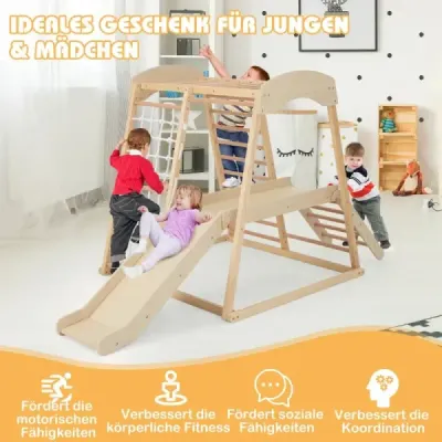Lezecký rám pro vnitřní stahovací tyč & skluzavka & lezecká síť & žebřík & tunel 205 x 112 x 120 cm Příroda