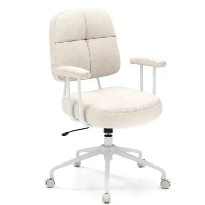 Kancelářská židle ergonomická otočná židle s područkami a kolečky počítačová židle čalouněná béžová