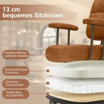 Kancelářská židle ergonomická otočná židle s područkami a kolečky počítačová židle čalouněná výškově nastavitelná