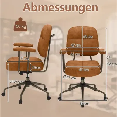 Kancelářská židle ergonomická otočná židle s područkami a kolečky počítačová židle čalouněná výškově nastavitelná