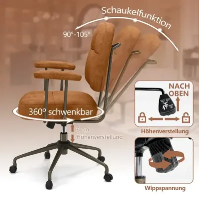 Kancelářská židle ergonomická otočná židle s područkami a kolečky počítačová židle čalouněná výškově nastavitelná