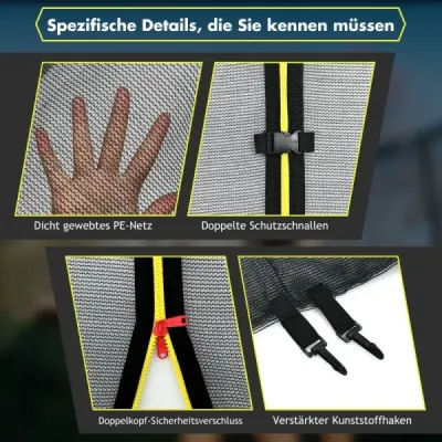 Ø 427cm bezpečnostní síť na trampolínu pro zahradní trampolíny náhradní síť vnější se zipem
