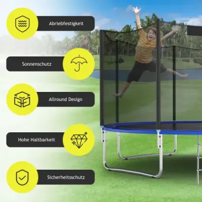 Ø 427cm bezpečnostní síť na trampolínu pro zahradní trampolíny náhradní síť vnější se zipem