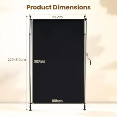 Venkovní vertikální markýza Výškově nastavitelná a výsuvná vertikální markýza 150 x 220-310 cm