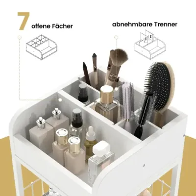 Vozík na make-up se zásuvkami, kolečky a policemi Organizér na kosmetiku