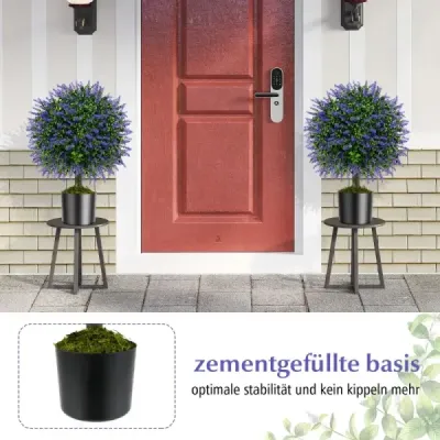 2 umělé rostliny s levandulí ve fialové barvě a listy Boxwood umělý strom s květináčem 58cm