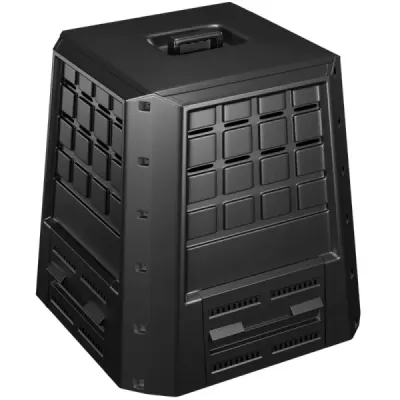 Zahradní kompostér 380 L PP termokompostér s víkem a nastavitelnými větracími otvory 78 x 64 x 80 cm černý