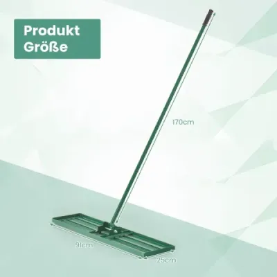 Vyrovnávací hrábě na trávník s ergonomickou rukojetí na zem 91 x 25 cm Zelené
