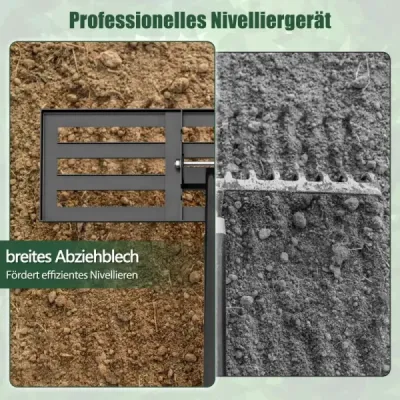 Kovové hrábě na vyrovnávání trávníku s ergonomickou rukojetí na zem Hrábě na trávu 75 x 25 cm černé