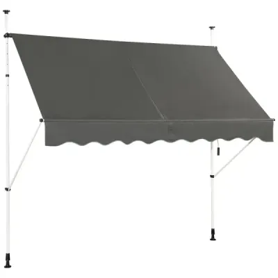 Svěrná markýza Balkonová markýza výškově nastavitelná Markýza s ruční klikou Ochrana proti slunci 250 x 120 cm Šedá barva