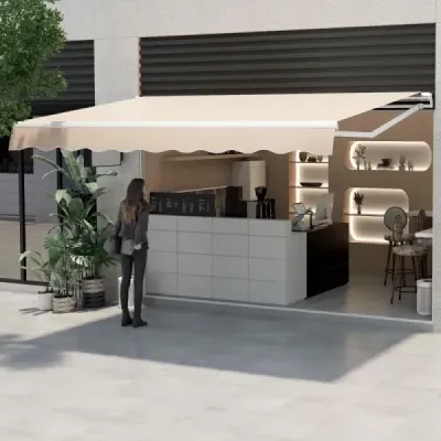 Markýza s klikou Balkonová markýza Ochrana proti slunci Markýza s kloubovým ramenem 400 x250 cm Béžová barva
