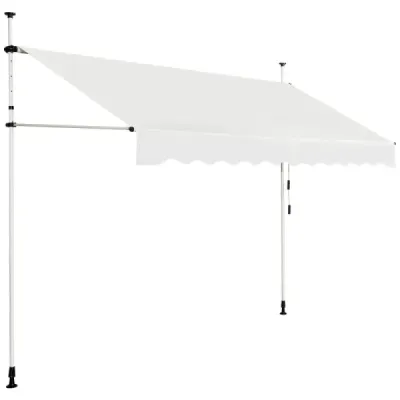 Stahovací slunečník s ruční klikou, výškově nastavitelný 250 x 120 cm Béžová barva