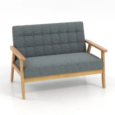 2místná čalouněná pohovka s rámem z kaučukového dřeva a klasickým knoflíkovým designem 114 x 72 x 77 cm