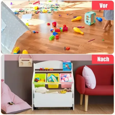Regál na hračky Dřevěná dětská skříňka s kolečky Regál na hračky pro děti Bílý