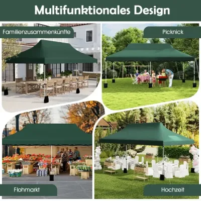 300 x 600 cm pop-up stan se skládacím baldachýnem skládací stan pro akce s taškou na přenášení zelený