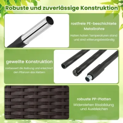 Květinový truhlík s mříží Kovový truhlík pro popínavé rostliny  záhon s mříží a samozavlažováním černý 80 x 40 x 120 cm