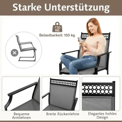 Sada 2 zahradních židlí s rychleschnoucí tkaninou a kovovým rámem Židle na terasu šedá