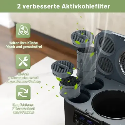 4 l elektrický kompostér Kuchyňský kompostér s víkem 2 filtry s aktivním uhlím a LED displejem Černá barva