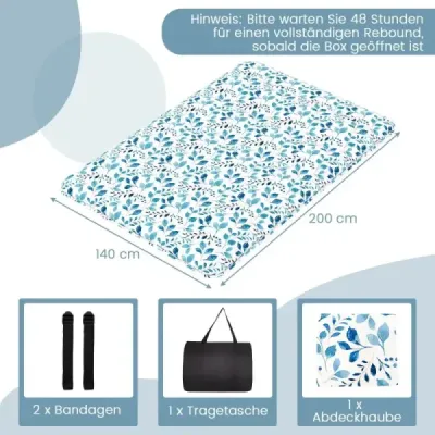Japonská futonová matrace s pratelným potahem a taškou na přenášení Tatami matrace zelená 140 x 200 cm