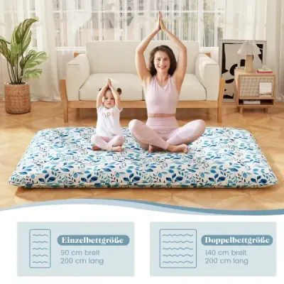 Japonská futonová matrace s pratelným potahem a taškou na přenášení Tatami matrace zelená 140 x 200 cm