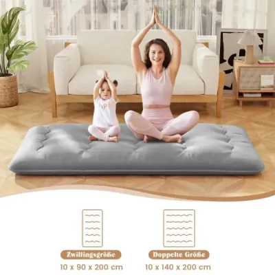 Japonská futonová matrace s pratelným potahem a taškou na přenášení Tatami matrace šedá 90 x 200 cm