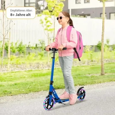 Dětská koloběžka skládací se světly Koloběžka výškově nastavitelná s popruhem na přenášení Modrá