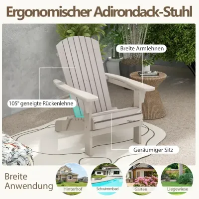 Sada 2 skládacích dřevěných židlí Adirondack s nosností 180 kg Zahradní židle šedá