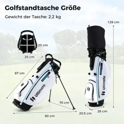 15dílný kompletní set golfových holí golfový set s golfovým bagem a pláštěnkou bílý