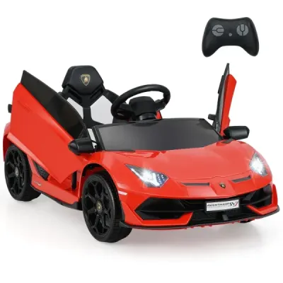 Lamborghini elektrické auto pro děti Dětské vozidlo s dálkovým ovládáním 2,4G a LED světlomety Elektrické vozidlo 3-5 km/h Červená barva