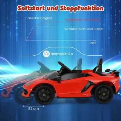 Lamborghini elektrické auto pro děti Dětské vozidlo s dálkovým ovládáním 2,4G a LED světlomety Elektrické vozidlo 3-5 km/h Červená barva