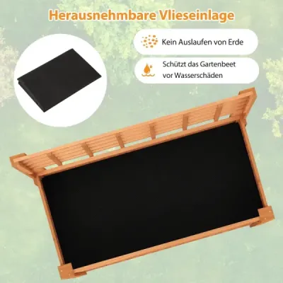 Dřevěný vyvýšený záhon s mříží a policí Záhon s drenážními otvory Zahradní záhon Box na květináče Hnědá barva