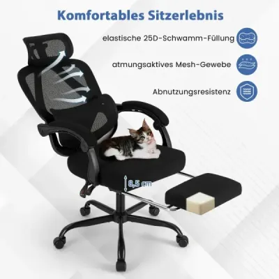 Ergonomická kancelářská židle s výsuvnou podnožkou Kancelářská židle s nastavitelným opěradlem Otočná židle do domácnosti