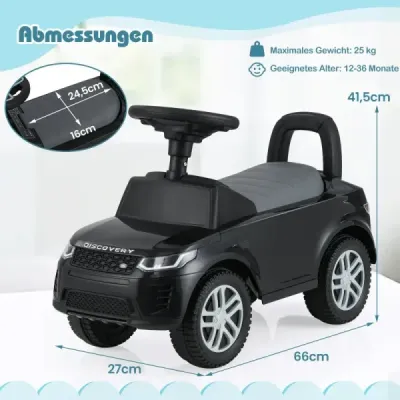 Posuvné auto s úložným prostorem Posuvné vozidlo Posuvné auto Dětské auto Posuvné auto Autíčko na hraní Černá barva