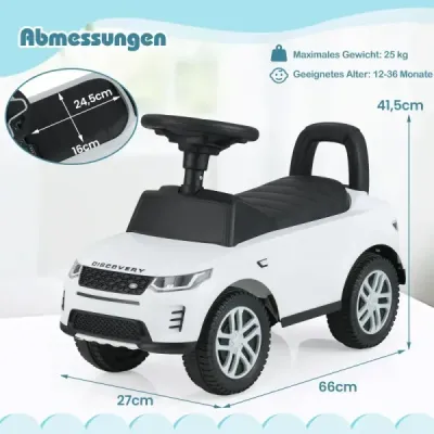 Posuvné auto s úložným prostorem Posuvné vozidlo Posuvné auto Dětské auto Posuvné auto Autíčko na hračky Bílé