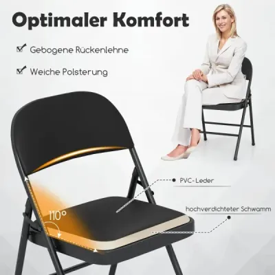 4 skládací židle zahradní židle skládací kempingová židle imitace kůže s kovovým rámem jídelní židle  do 150 kg