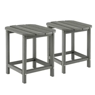 Sada 2 bočních stolků z HDPE Odolný proti povětrnostním vlivům Zahradní stůl Adirondack Malý konferenční stolek šedý