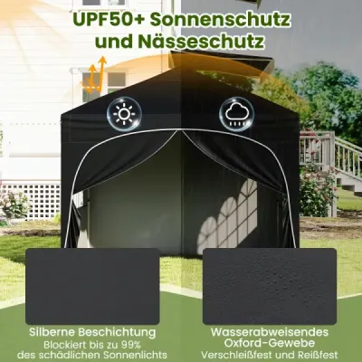 Pavilon 3 x 3 M se 4 odnímatelnými bočnicemi Zahradní stan včetně srolované tašky 8 kolíků 4 kotvy Černá barva
