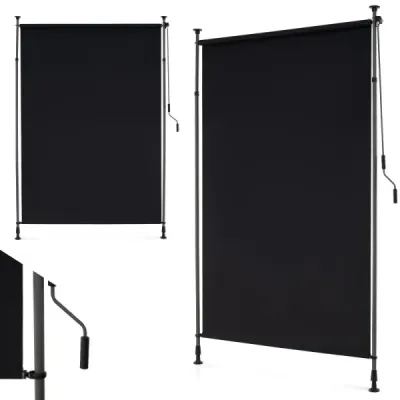 Vertikální markýza venkovní vertikální markýza 200 x 220-310 cm výškově nastavitelná a rozkládací balkonová markýza černá