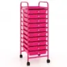 Koupelnový vozík Mobilní podstavec s 10 zásuvkami 33 x 37 x 86 cm Hot Pink