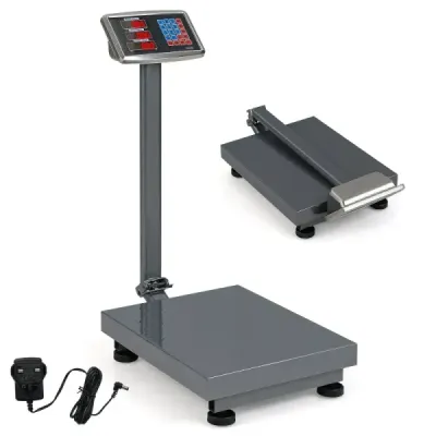 Digitální plošinová váha 300 kg / 50 g balíková váha s kalkulačkou ceny LB/KG multifunkční dílenská váha stříbrná