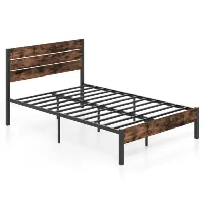 Kovový rám postele pro matraci 200 x 140 cm, rám manželské postele s lamelovým roštem a úložným prostorem