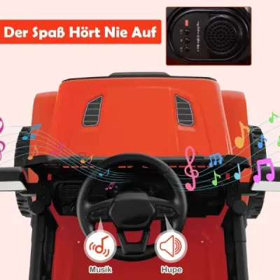 12V dětské elektrické auto s dálkovým ovládáním, hudbou, klaksonem a LED světly, elektrické vozidlo se 3 rychlostmi, červené