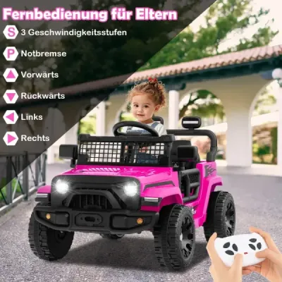 12V dětské elektrické autíčko s dálkovým ovládáním, hudbou, klaksonem a LED světly růžové