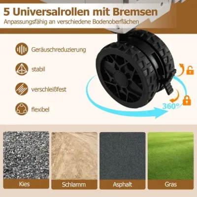 Bollerwagen faltbar Handwagen mit Tischplatte 2 Aufbewahrungskisten verstellbarem Griff & Getränkehaltern 150 L Transportwagen für Camping Weiß