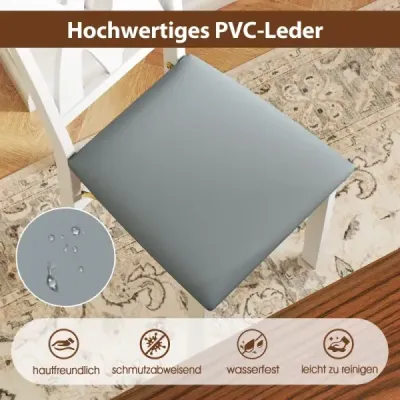 Sada 2 jídelních židlí, skládací kuchyňské židle s polstrovanými sedáky, skládací židle, boční židle, bílá