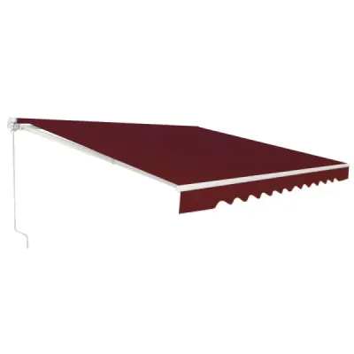 Markýza s klikou, balkonová markýza s ochranou proti slunci, kloubová markýza 400 x 250 cm, vínově červená