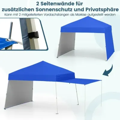 Výsuvný altán 430 x 280 cm se 2 přestavitelnými bočními stěnami pro markýzu v modré barvě